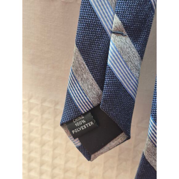 2 Bespoke Neck Ties Blue Black Striped For Button Up Shirts Formal Wedding 7406 - Picture 4 of 8